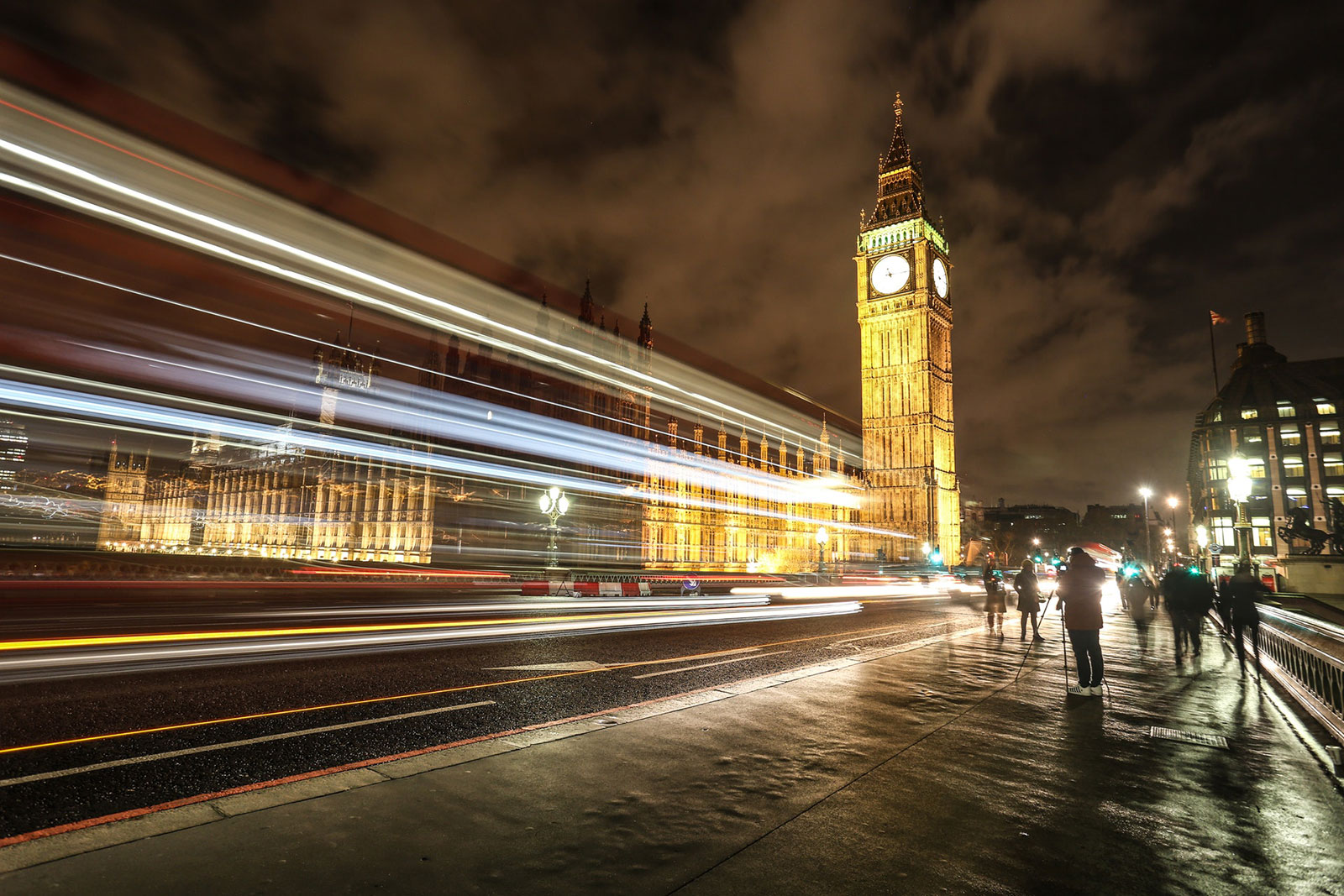 vista notturna di Westminster a Londa